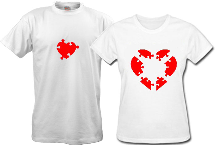 2 футболки для пары пазлы-любви. Увеличить