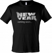 Черная футболка New Year coming soon (серебро)